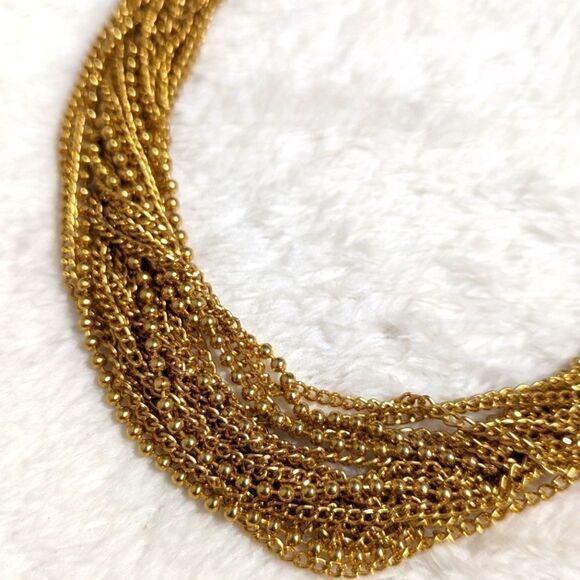 Vintage Multi Chain Goldtone Choker Style Necklace 20" Long - Picture 4 of 9